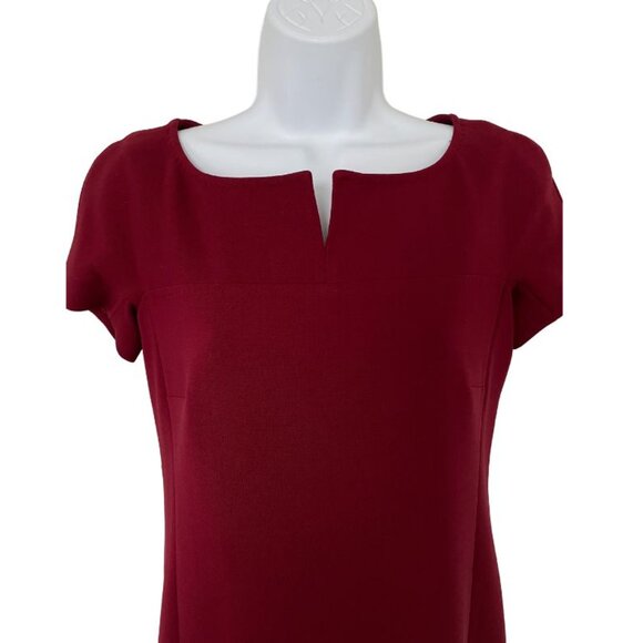 Max Mara Wool Sheath Shift Dress Sz 4 Deep Red Boat Neckline Preppy - Picture 3 of 9